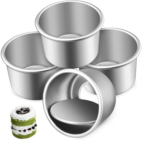 DECHOUS 4pezzi Stampo Rotondo Per Torte Alluminio Con Rimovibile Piccole Teglie Per Dolci Per