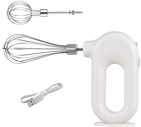 Frullino per le uova-frullino elettrico per uso domestico piccolo bianco d'uovo, strumenti per la cottura di torte, mini frusta per panna senza fili, connettore USB,White