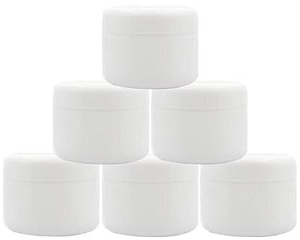 6Pcs 250ml/8.5oz White Cosmetic Jars Empty Refillable Plastic Storage Container Jar with Inner Liners and Dome Lid for Makeup Cream Lotion Lip Balm Salve Body Butter