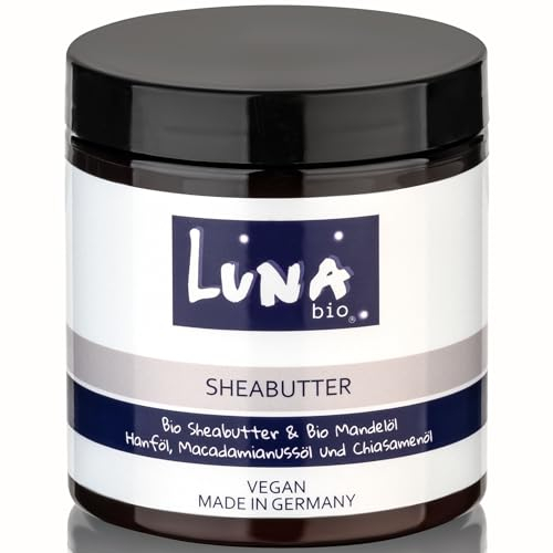 Bio Sheabutter Körperbutter | Macadamianussöl und Chiasamenöl | Normale bis trockene Haut | Premium Hautpflege | Vegan| Natürliche Inhaltsstoffe | 250ml - LUNA bio