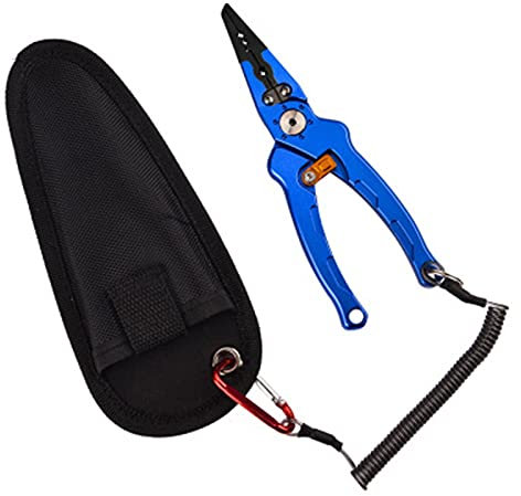 Angelzange Multifunktionale Luer-Zange, Angelzange aus Aluminiumlegierung, Angelausrüstung, Drahtschneider, Fischkontrollgerät, Entkopplung mit offenem Regelkreis Angelausrüstung, Zubehör ( Color : Bl