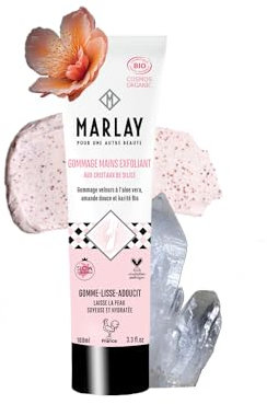 Marlay Cosmetics - Gommage Mains Exfoliant 100 ml - Peeling Mains - Crème Exfoliante Bio Soin Mains - Aloe Vera, Beurre Karité, Cristaux de Silice - Peaux Sèches - Fabriqué en France - INCI 17,2/20