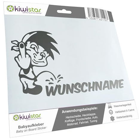 Kiwistar - Autoaufkleber - Piss on Wunschname - Junge mit Tuch & Finger - 16 cm - silber - Pissmännchen - Aufkleber Auto, Laptop, Fahrrad, LKW, Motorrad mehrfarbig JDM Decal Racing