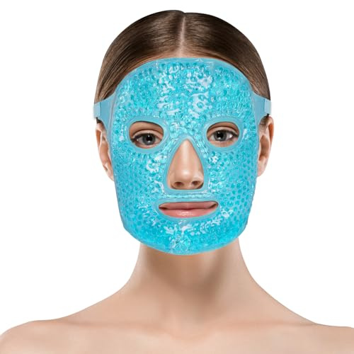 ACWOO Cooling Face Mask, Gel Beads Face & Eye Mask För Svullna Ansikte Och Ögon, Återanvändbar Hot Cold Therapy Gel Ansiktsmask För Migränlindring, Huvudvärk, Mörka Ringar, Torra Ögon, Svullna Ögon