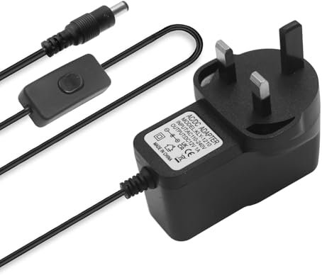 KAFULA 12V 1A universal power adapter with switch,AC100-240V to DC12V power driver transformer,power plug/cable length 90cm (jack 5.5*2.1mm) compatible with TV boxes,LED light strips,routers,cameras