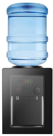 Wasserspender Heiß Kalt 550W 220V Elektrischer Wasserspender mit Staubtür kompatibel Schnelles Aufheizen Desktop Wasser Dispenser Maschine FüR Hause BüRo (Schwarz)