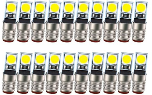 Ruiandsion Lot de 6 ampoules LED E5 E5.5 6500 K Blanc AC/DC 24 V 3030 2SMD Puces Petite Ampoule LED Mise à niveau pour modélisme Train Poupées Maison Lumières
