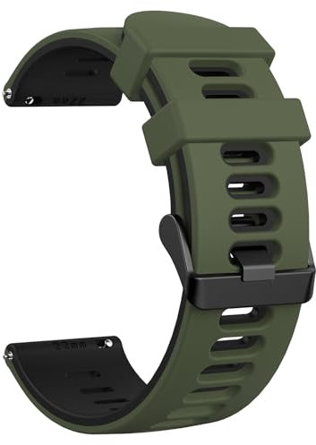 Mugust Silicone Rubber Watch Bands, Quick Release Sport Watch Replacement Straps, Universal Smart Watchband with Black Stainless Steel Buckle for Men Women (22mm, Green-Black)