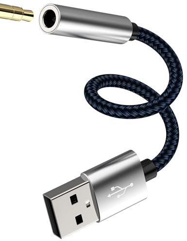 Adaptador Jack USB para audio externo PC PS5 Cable Aux Auriculares de 3,5 mm Auriculares Convertidor 3,5 mm Micrófono Coche de para iPhone Laptop compatible con Samsung NSBZHJ-3.5