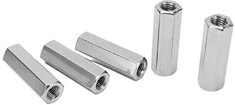 Jeanoko 5 Stück Sechskant-Befestigungsmuttern, Verbindungsmuttern M10 X 1,5, L55 Mm, Edelstahl für Bolzen, Bolzen, Gewindestangenverbindungen, Rostfrei und Korrosionsbeständig