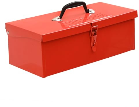 TRUTZHOLM Werkzeugkiste aus Stahl, klappbare Tragegriffe, universell einsetzbar (1 Fach Rot)