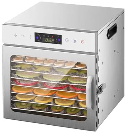 Naturalpowev Commercial Food Dehydrator Machine, Stainless Steel Trays Jerky Dryer with Large Drying Space, Digital Timer and Temperature Control, for Beef Jerky, Fruits, Vegetables & Nuts,8-Trays