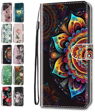 Handyhülle für iPhone SE (2022) / SE 2020/8 / 7 Hülle Muster Lederhülle Klapphülle Tasche Flip Case Cover mit Kartenfach - Mandala