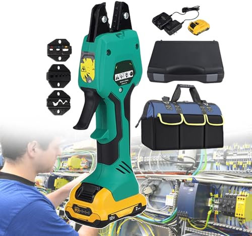 forplubossmmp Pince À Sertir Électrique Portative, Kit De Mâchoires pour Outil De Sertissage Alimenté par Batterie avec Batterie, Outil De Sertissage De Tuyau Hydraulique (avec Sac À Outils)