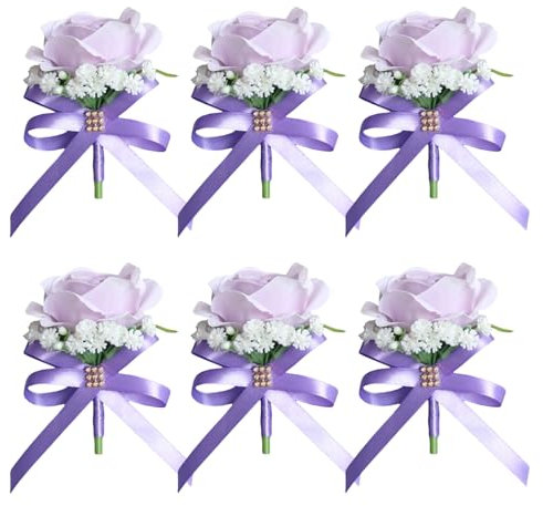Fhsqwernm Ansteckblume für Hochzeiten mit Seidenrosen, stabile und zarte künstliche Rose, Anstecknadel für Hochzeitsfeiern
