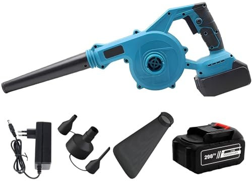 Soplador de Hojas, 18V Soplador de Hojas Bateria y Cargador, Aspirador de Hojas Eléctrico 2 en 1, Soplador Aspirador de Hojas con Bateria, 3,6M/Min (con 1 Batería de 4000 mAh)
