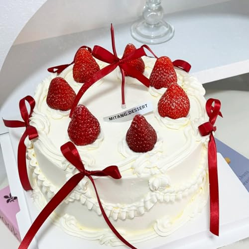 Yoolhamy Tortendeko Rot, Cake Topper Schleifen Torten Deko für Babyparty, Geburtstag, Hochzeit, Valentinstag, Jahrestag