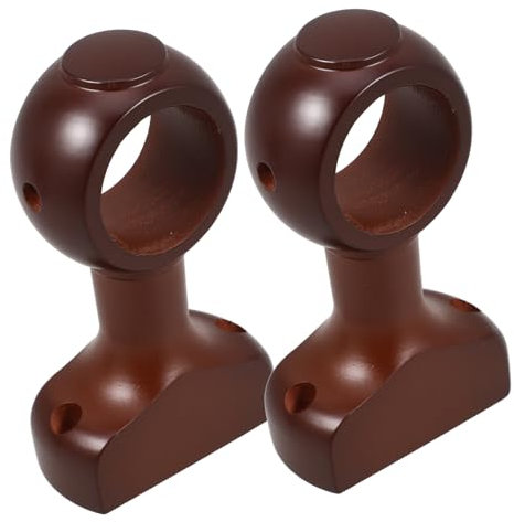 Garneck Supporto per Asta per Tende in Legno Portacanne Staffa per Bastoni per Tende da Parete e Soffitto Base Decorativa Doppia Set 2 Pezzi Colore Marrone Scuro