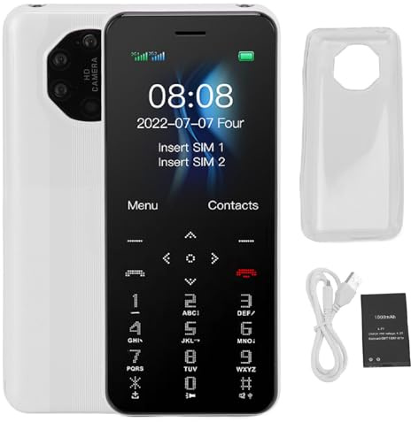 lvifloae S10w 2G Cellphone 1.77 Inch Dual SIM Dual Standby Straight Phone 1000mAh Ultra Thin Keypad Small Mobile Phones with LED Flashlight Camera for Kids Students (White)