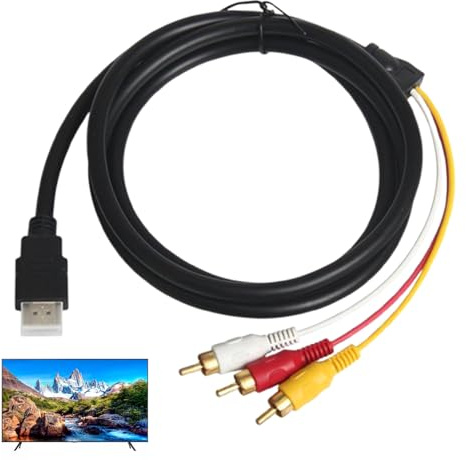 Quvxzy 1 Pièce Adaptateur AV vers HD-1, Convertisseur HD-1 vers R-CA, Audio Vidéo Convertisseur 1080P, Câble AV, HDTV - DVD - Video Audio, Noir