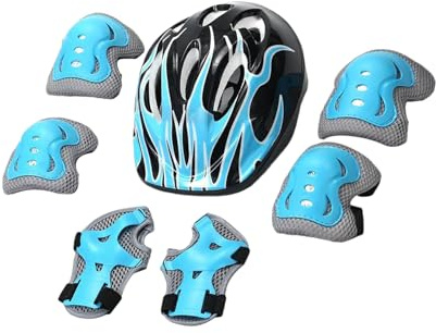 Casco y almohadillas para monopatín, juego de protección para niños al aire libre, kit de casco y almohadillas ajustables para béisbol, hockey, patinaje, breakdancing, bicicleta, deportes al aire