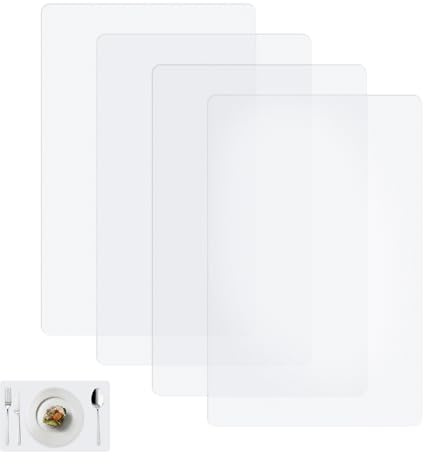4 Sottopiatti di Plastica, 40 x 30 cm Sottocoppe Trasparenti Lavabili, Antiscivolo per Casa, Ristorante, Cucina, Hotel