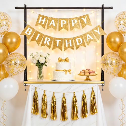 Barra decorativa para mesa, barra de mesa, barra decorativa con pinzas, estructura ajustable de 72 a 268 cm, marco de mesa decorativo para bodas, cumpleaños, decoraciones navideñas, color negro