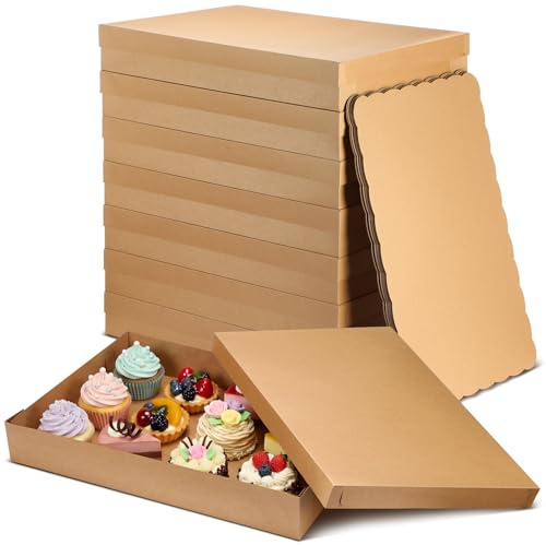 Chivertion 16 Pcs 26 x 18 x 4 Inch Sheet Cake Boxes 8pcs Large Rectangle Bakery Boxes with 8pcs Cake Boards for Pastry Baking, Cupcakes, Donuts, Cookies, Pie Treat Packaging
