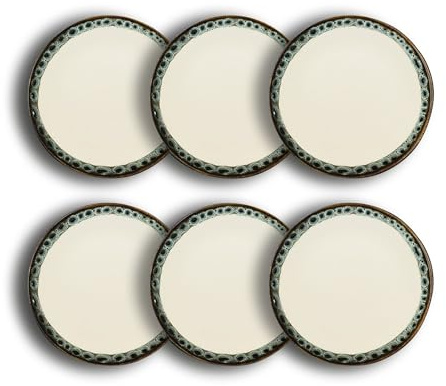 NOVASTYL - Lot 6 assiettes plates atome 25cm en faience beige - 2614940