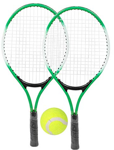 PolyGen barn tennisracket 21 tums ram i järnlegering utomhus tennisset för barn 2 spelare bärbar bärväska nybörjare tennisracket barn (Blå)