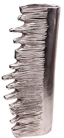 Edle Metallvase Marlene massiver Aluguss, Deko-Vase Farbe Silber Höhe 44cm