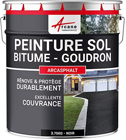 Pintura Bituminosa para Suelo, Asfalto y Aglomerado 3,75 kg Negro | Impermeabiliza, Resiste UV, Alto Poder Cubriente, Fácil Aplicación, sin Olor, Antideslizante, Hormigón - Arcane Industries