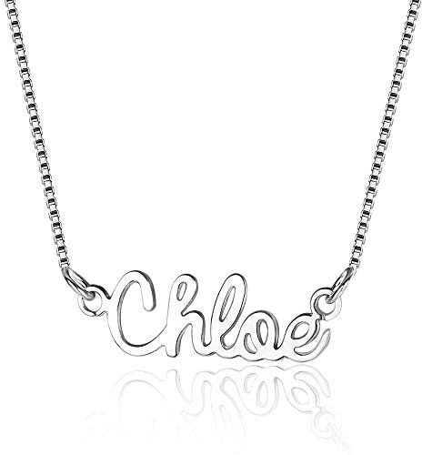Lam Hub Fong Namenskette 925 Sterling Silber Kette mit Namensanhänger Personalisiertes Valentinstagsgeschenk für Damen (Silber)…
