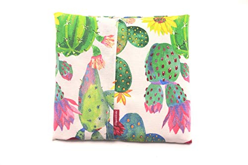 Saco Térmico de Semillas para microondas Aroma Lavanda, Azahar o Romero para aplicar Calor seco Natural con funda lavable Cactus (Lavanda, L (28 x 26 cm con Funda))