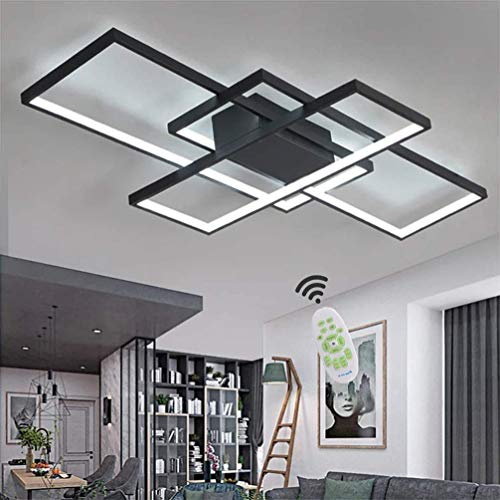 XIN'S LED Deckenleuchte Moderne Dimmbare Wohnzimmerlampe Deckenlampe Mit Fernbedienung Mode Deckenlampe Minimalistisches Metall Acryl Beleuchtung Schlafzimmer Küche Esszimmer Lichte,Schwarz,95w*110cm