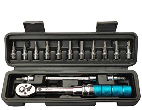 Set di Chiavi Dinamometriche Preimpostate Professionali 1/4 di Pollice 1-15 NM Kit di Attrezzi per Biciclette Chiave per Riparazione Bici Utensili a Mano Alta Precisione 3%