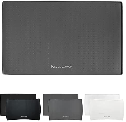 KaraLuna Premium Silikon Napfunterlage 60 x 40 cm (Grau, Eckig) Futtermatte Katze Futterunterlage Hund Futternapf Fressnapf Hundenapf Unterlage Kaffeevollautomat Napf Matte Mat Silikonmatte