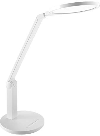 Alco-Albert - LED Schreibtischlampe 76 LEDs 15W weiß | Stufenlos dimmbare Tischleuchte mit besonders heller LED-Beleuchtung für Büro, Homeoffice und Arbeitsplatz