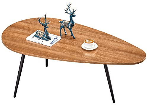 SAYGOER Mid Century Modern Coffee Table for Living Room Rustic Oval Coffee Table Small Retro Accent Sofa Center Table for Living Room,22.2 D x 42.5 W x 17.1 H, Walnut Oak