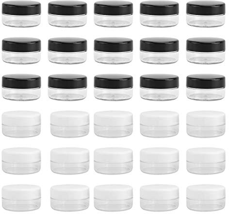 Boîte de Crème Pp 10g, Lot de 30, Mini Format pour Voyage | Pp, Blanc et Noir, Fermeture Étanche, pour Échantillons et Crème Visage, Rangement Léger