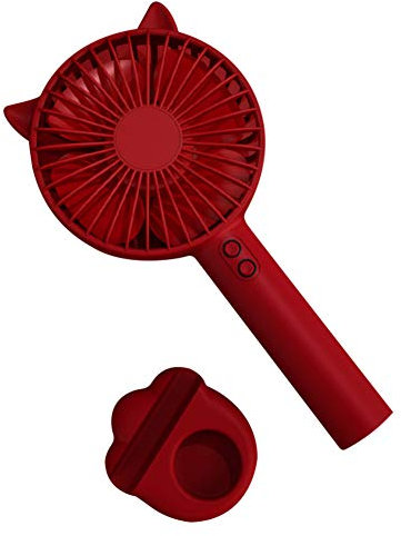 JAWSEU Portable Mini Rechargeable USB Electric Fan - 2 Wind Speed, Personal Handheld with Base for Home Office Outdoor Travel, Red