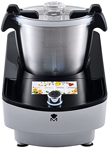 MasterPro Robot da cucina tattile- MultiCooker Touch 3, L, multifunzione, 9 programmi automatici, schermo tattile, 12 velocità, adatto per lavastoviglie, facile pulizia 1000 W, nero