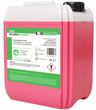 Felgenreiniger zur Felgenpflege | Professioneller Felgenreiniger für Leichtmetall & Stahlfelgen sowie Radkappen | pH-neutral und säurefrei | mit Wirkindikator (5 Liter)