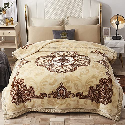 LGYKUMEG Plüsch-Raschel-Decke, Gewichtete koreanische Nerzdecken – seidig weich, 2-lagig, Bedruckte Raschel Fleece-Decke für den Winter,200 x 230 m4kg