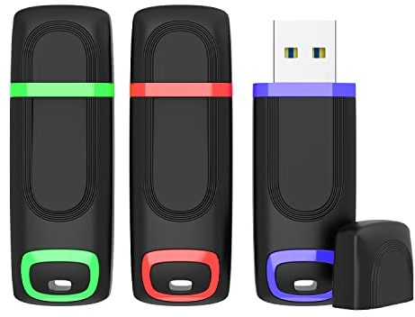 KEXIN Clé USB 3.0 64Go Rapide, Lot de 3 Clef USB 64 Go 3.0 à Capuchon Cle USB Flash Drive 64 Giga Pas Cher Compatible avec Ordinateur, Console de Jeux, PC