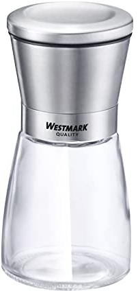 Westmark 63342260 - Molinillo de especias, con mecanismo de cerámica, cristal, cerámica, acero inoxidable, acero inoxidable, transparente, plateado, negro
