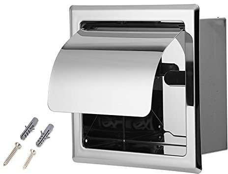 Portarrollos de papel higiénico Soporte de papel higiénico empotrado Portapañuelos Tapa de la caja Portarrollos de papel higiénico de acero inoxidable montado en la pared Soporte de papel higiénico