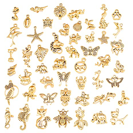 SIEBOLD 50er Set Ozean Tier Anhänger für DIY Schmuck - Armbänder, Halsketten, Ohrringe