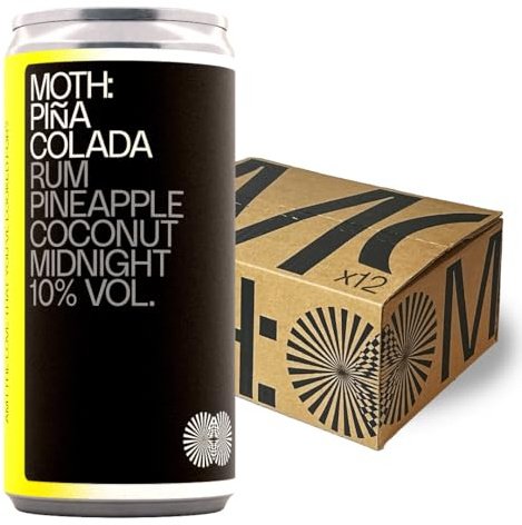 MOTH Piña Colada Cocktails Ready To Drink, 12 x 200ml, 10% ABV | Pre-Mixed Cans, Fruity Pineapple and White Rum, Bar Strength
