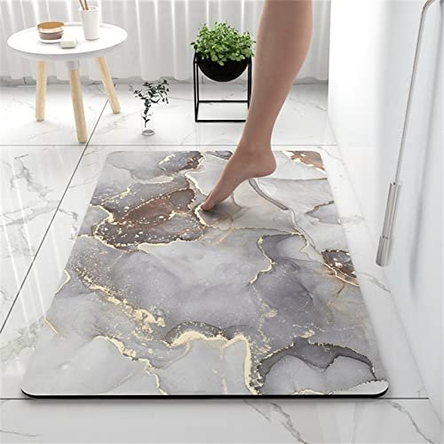 Badezimmerteppich Super Absorbierende Rutschfester Badematte, Badematten Badteppich 90x120cm Badvorleger Extra DüNn Schnelltrocknende Waschbare Badematte Home Rug, Badmatte Bodenmatte Floor Mat Marmor